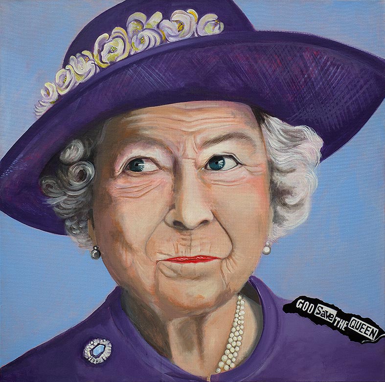Pönk - Porträt Malerei Queen Elizabeth - God save the queen