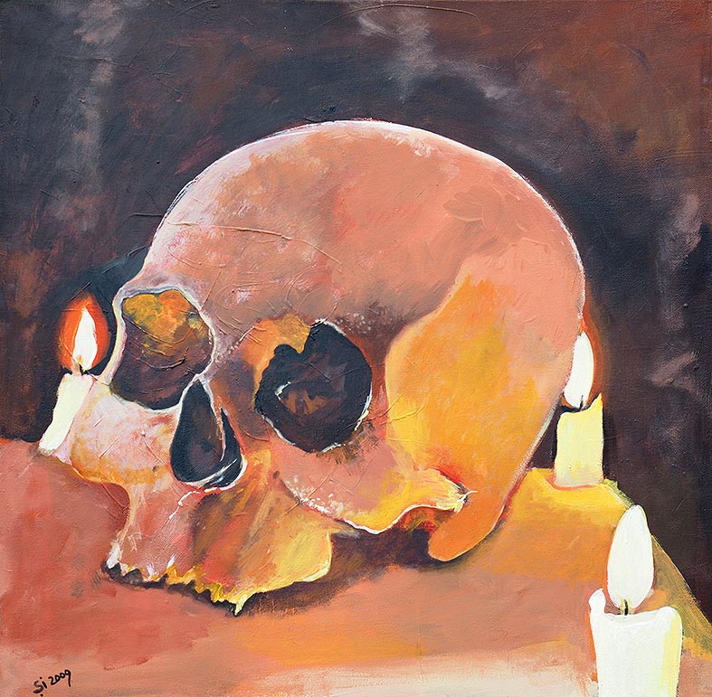 Pönk - Porträt Malerei Skull - Candle light diner